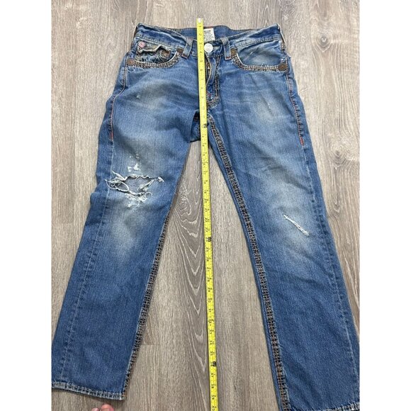 True Religion Jeans  Men's Size 33 Flare Distressed Outdoor Denim Blue - Picture 8 of 10